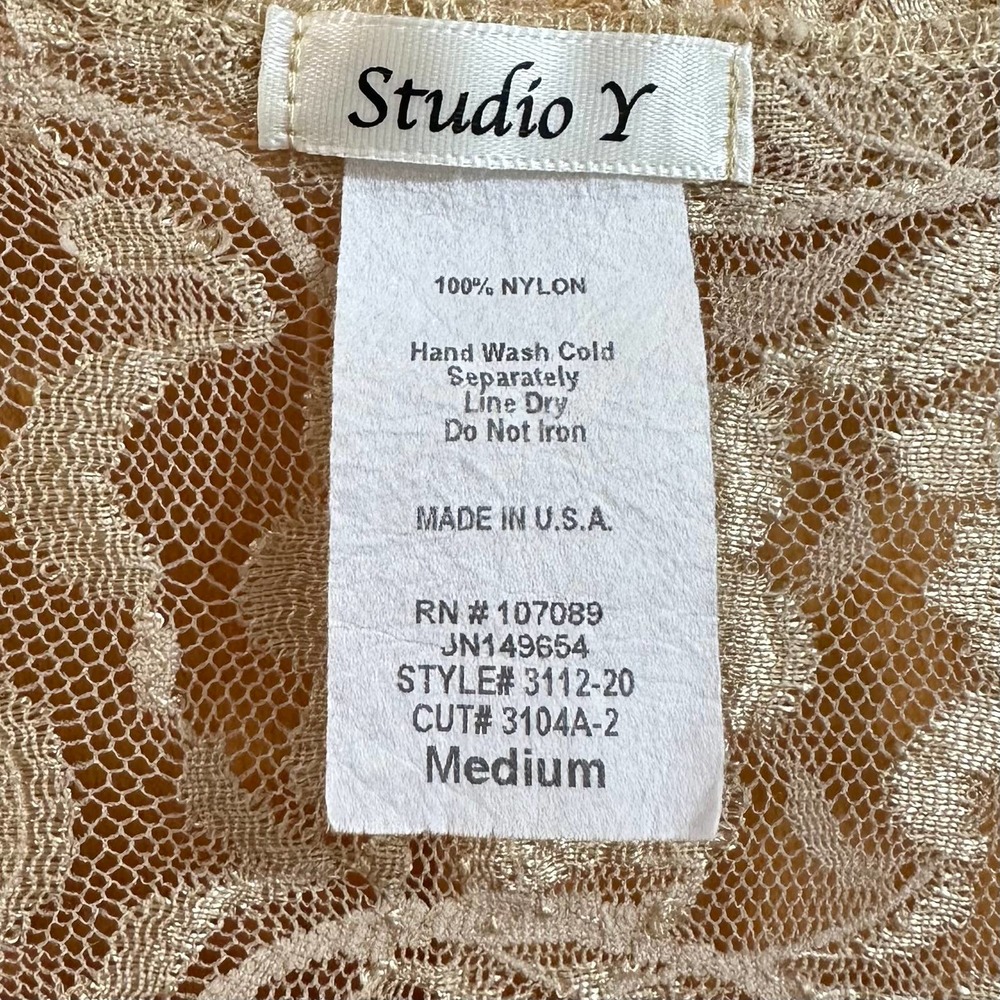 EUC, Studio Y Women’s Size Medium Gold Lace Cardigan - Picture 7 of 7